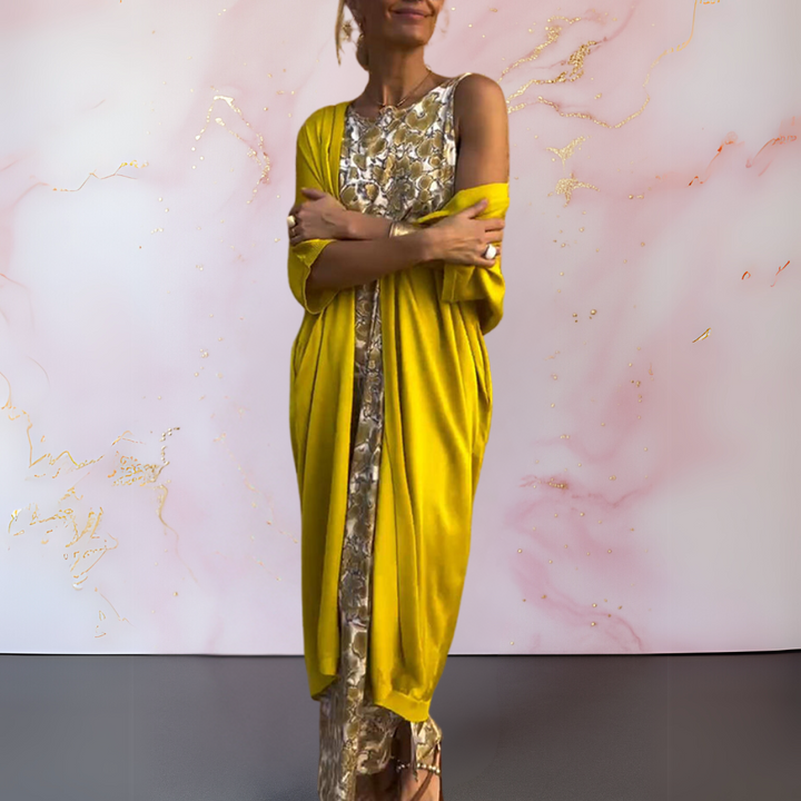 Melanie™ | Vestido Elegante com Cardigã